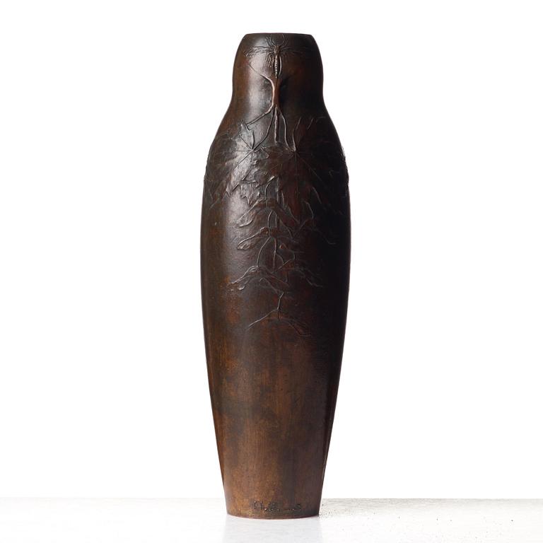 Hugo Elmqvist, an Art Nouveau patinated bronze vase, Stockholm, early 1900's.