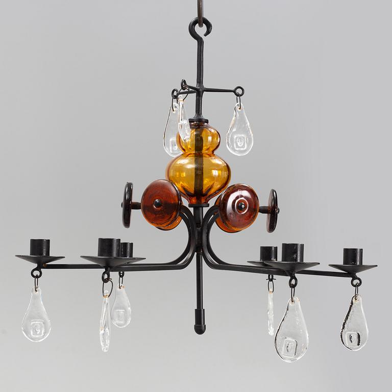 Erik Höglund, a forged iron chandelier, Boda smide, second half of the 20th century.