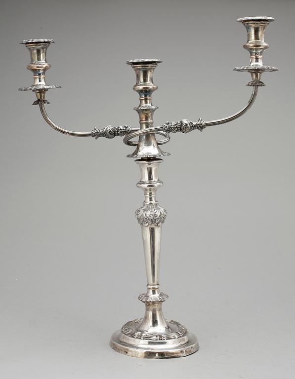 KANDELABRAR, ett par, nysilver, 1900-tal.