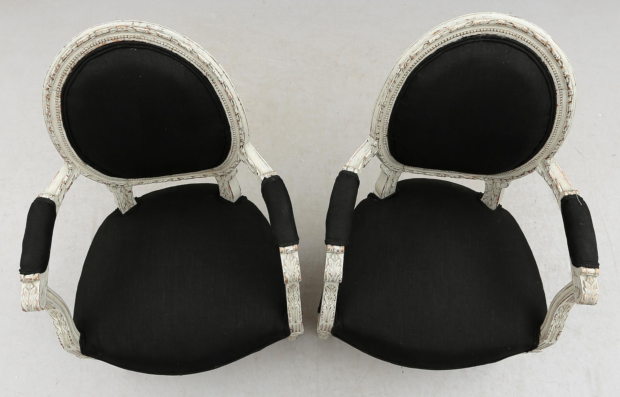 KARMSTOLAR, 1 par, gustaviansk stil, 1900-tal.