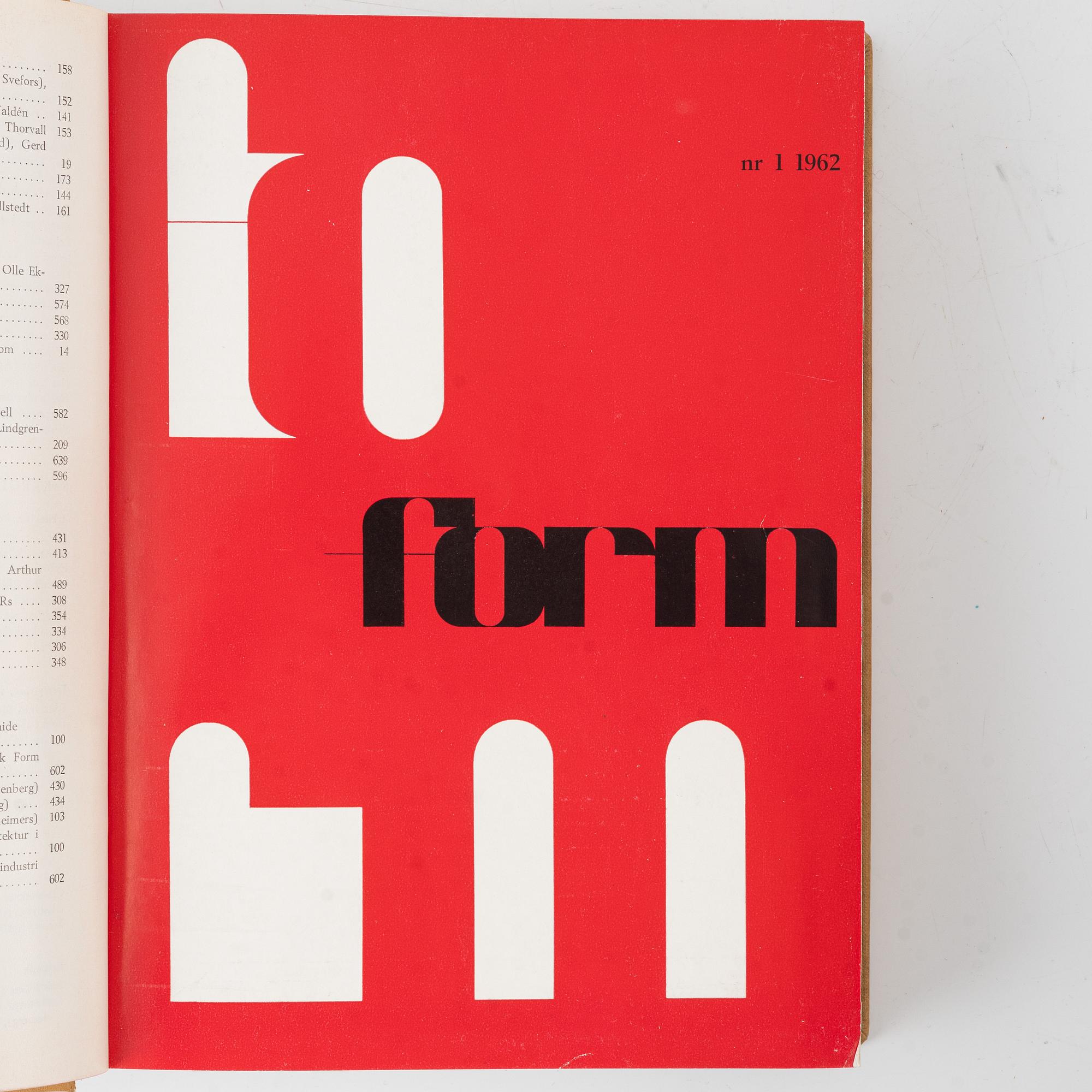 Svenska Slöjdföreningens Tidskrift, 9 band, 1955-1963.