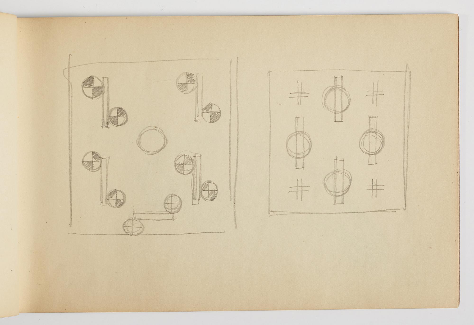 GÖSTA ADRIAN-NILSSON, skissblock, 1920/30-tal, av konstnären egenhändigt inskriberad GAN med blå färgpenna på pärmen.