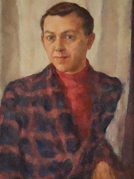 Lotte Laserstein, "Porträtt av en Gentleman i morgonrock (Jascha Golowanjuk)".