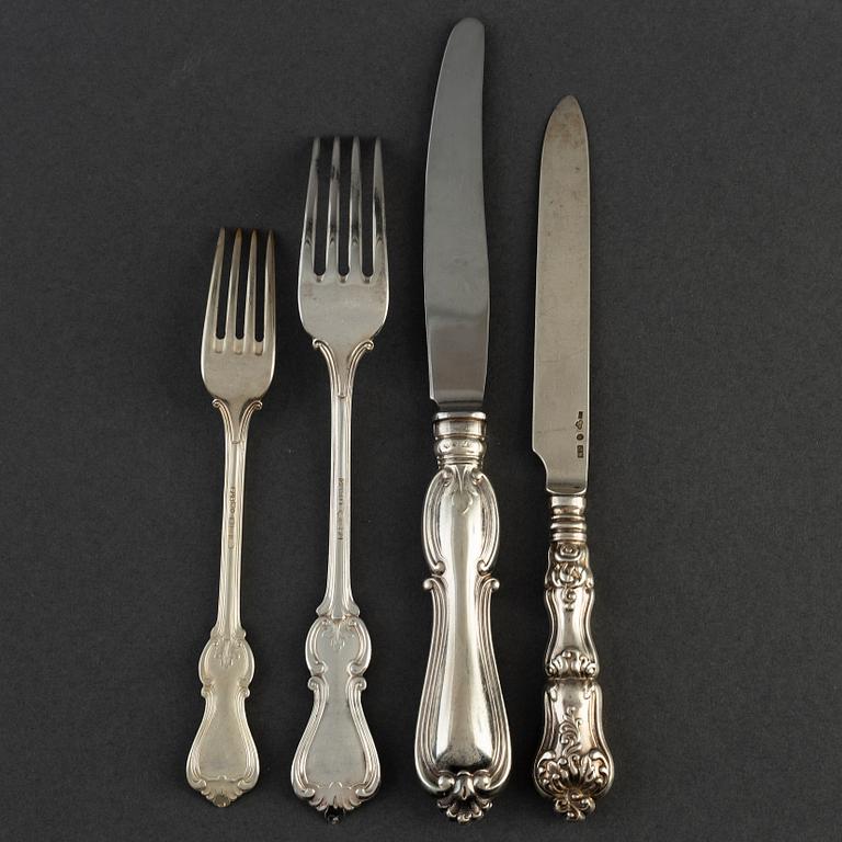 CUTLERY, 35 pieces, silver, 19th and 20th century.