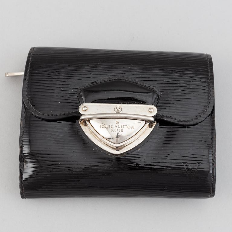 Louis Vuitton, a patent epi wallet.