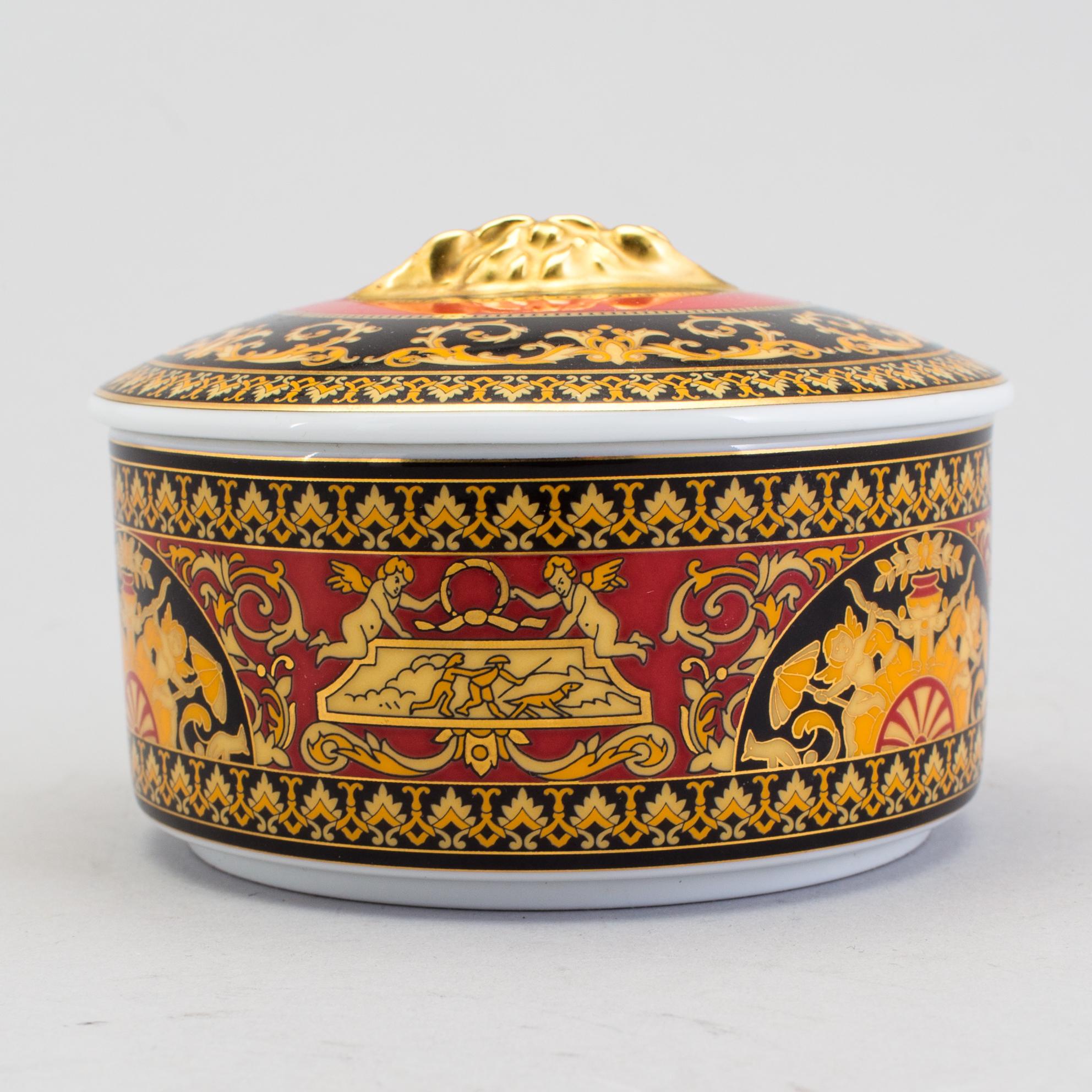 A lidded jar and a dish, Versace "Medusa".