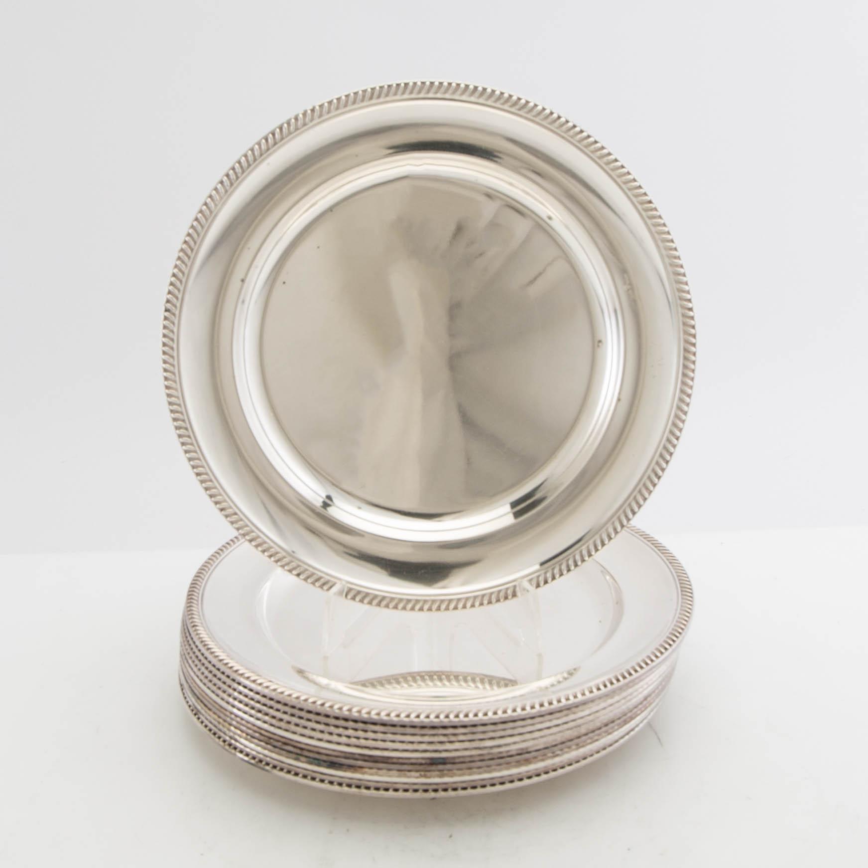 Dinner plates 12 pcs GAB silverplate mid-20th century.