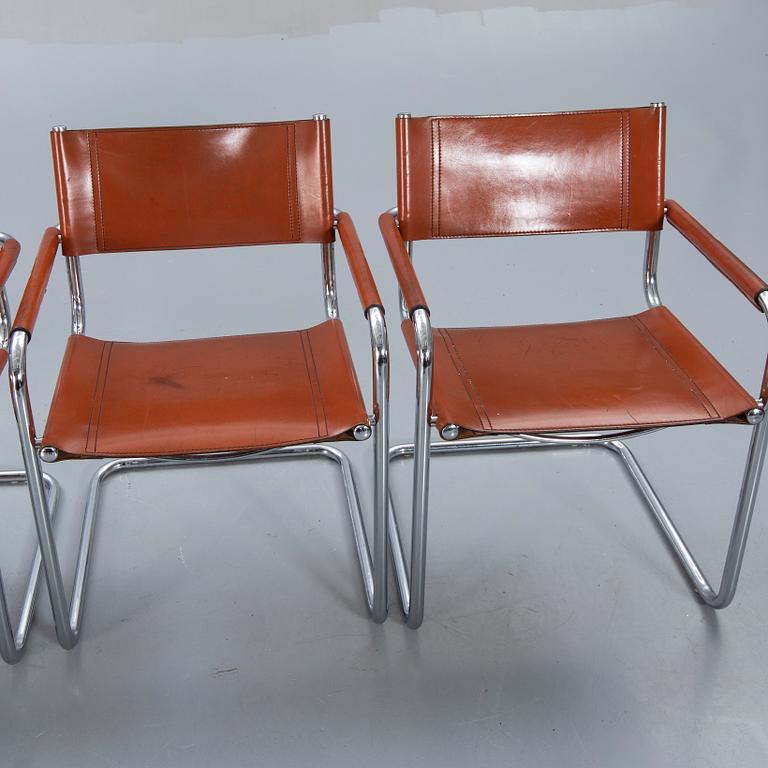 A swet of four Italien leather armchairs later part of the 20th century.