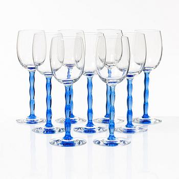 Gunnar Cyrén, a set of nine 'Nobel' wine glasses, Orrefors.