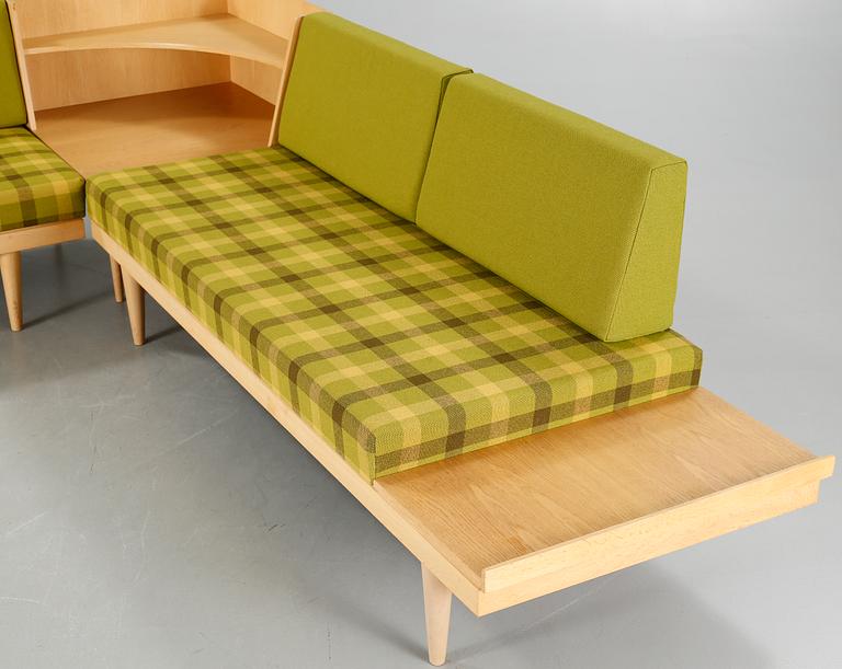 Two sofas and a coffee table by Ingmar Relling, "Svane", by Ekornes Fabrikker A/S, Norway, circa 1970.