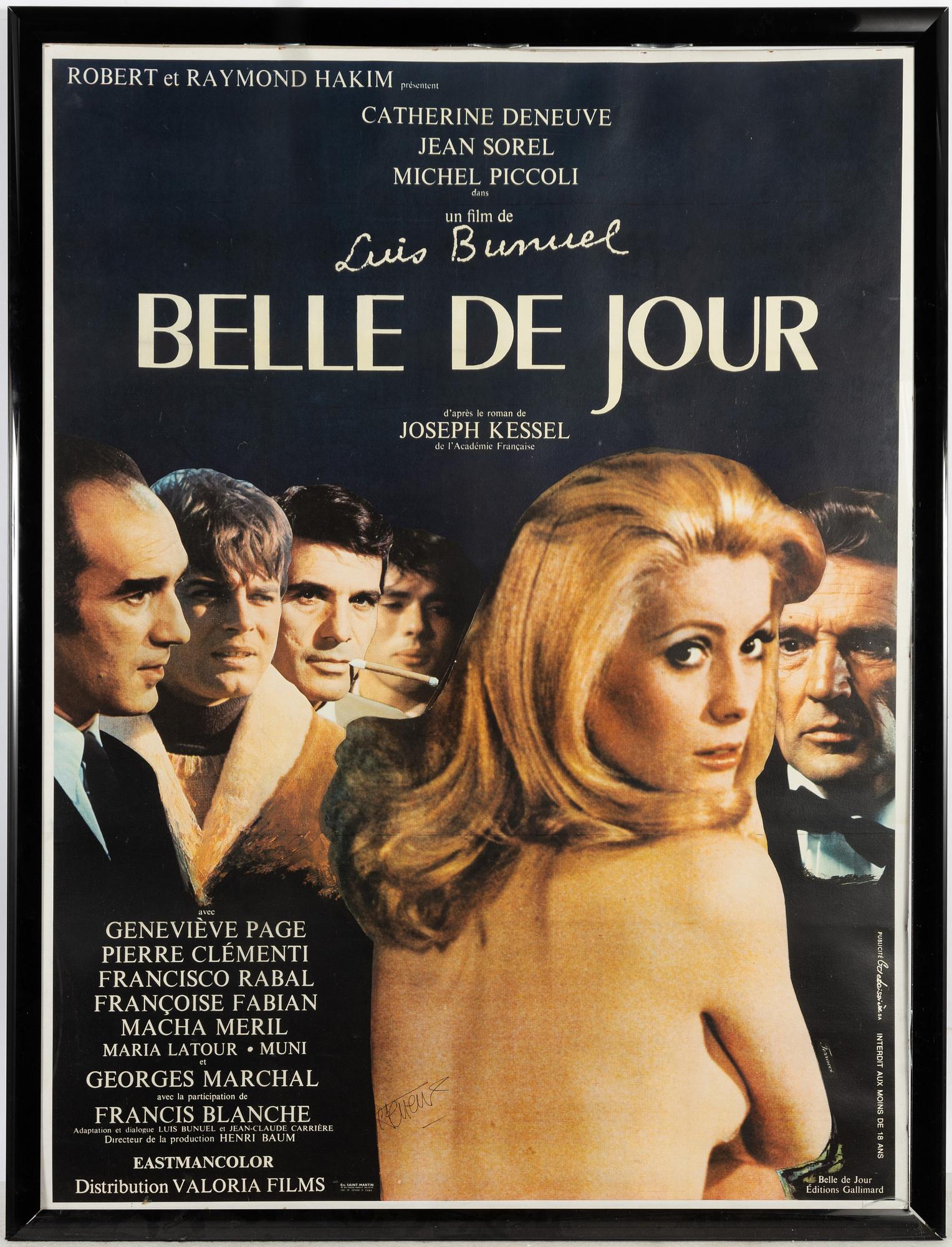 A signed film poster, 'Belle de Jour'.