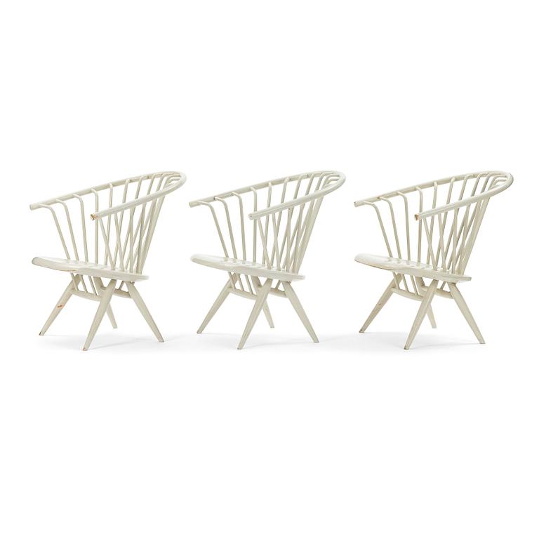 Ilmari Tapiovaara, a set of three "Crinolette", chairs, Asko, Finland 1960-70s.