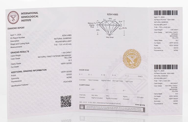 An 18K white gold, set with brilliant-cut diamonds. With IGI report.
