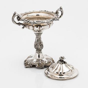Bowl with lid, silver, Sweden, 1865.