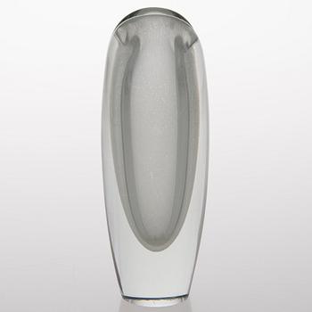 A glass vase signed K. Franck, Nuutajärvi Notsjö -57.