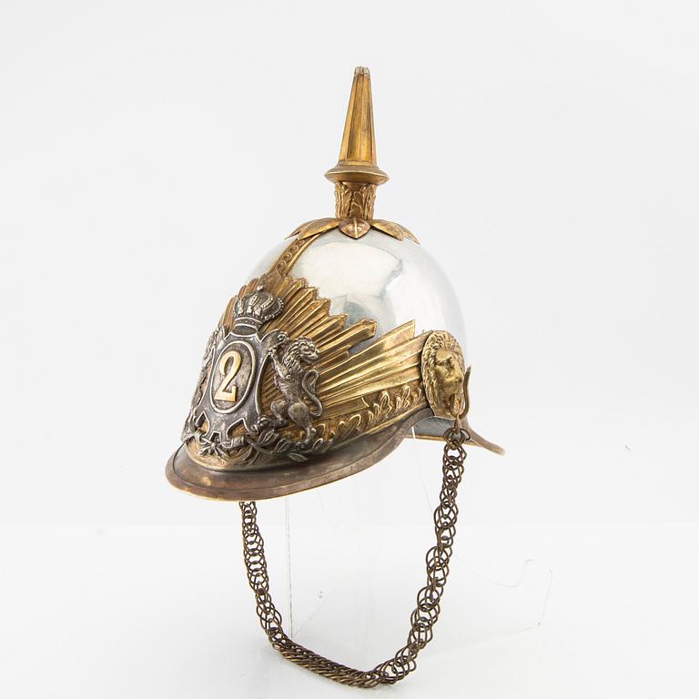 Helmet Spain late 19th century, likely Lanceros del Rey, Regiment No. 2.
