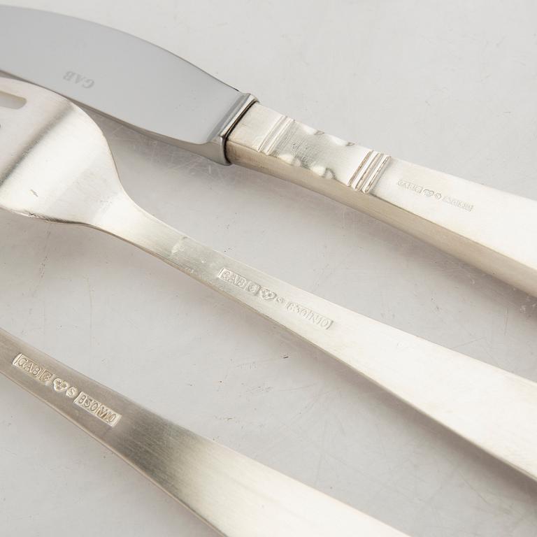 A Swedish 20th century 26 pcs of silver cutlery mark of Jacob Ängman Eskilstuna 1980/90s, total weight 1712 grams.