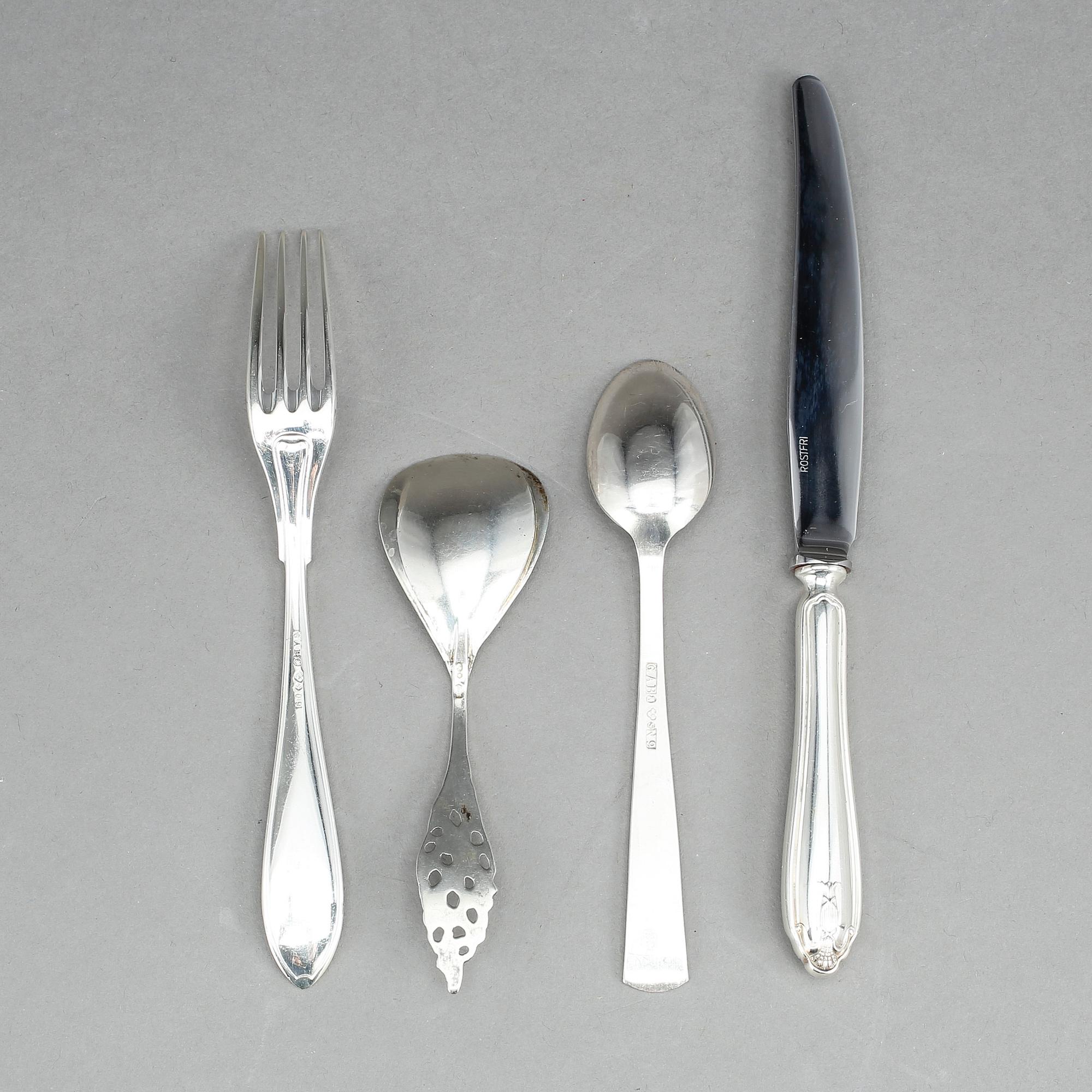 PARTI BESTICK, 27 delar,  silver, bla GAB, Stockholm, 1963. Total vikt ca 404g.