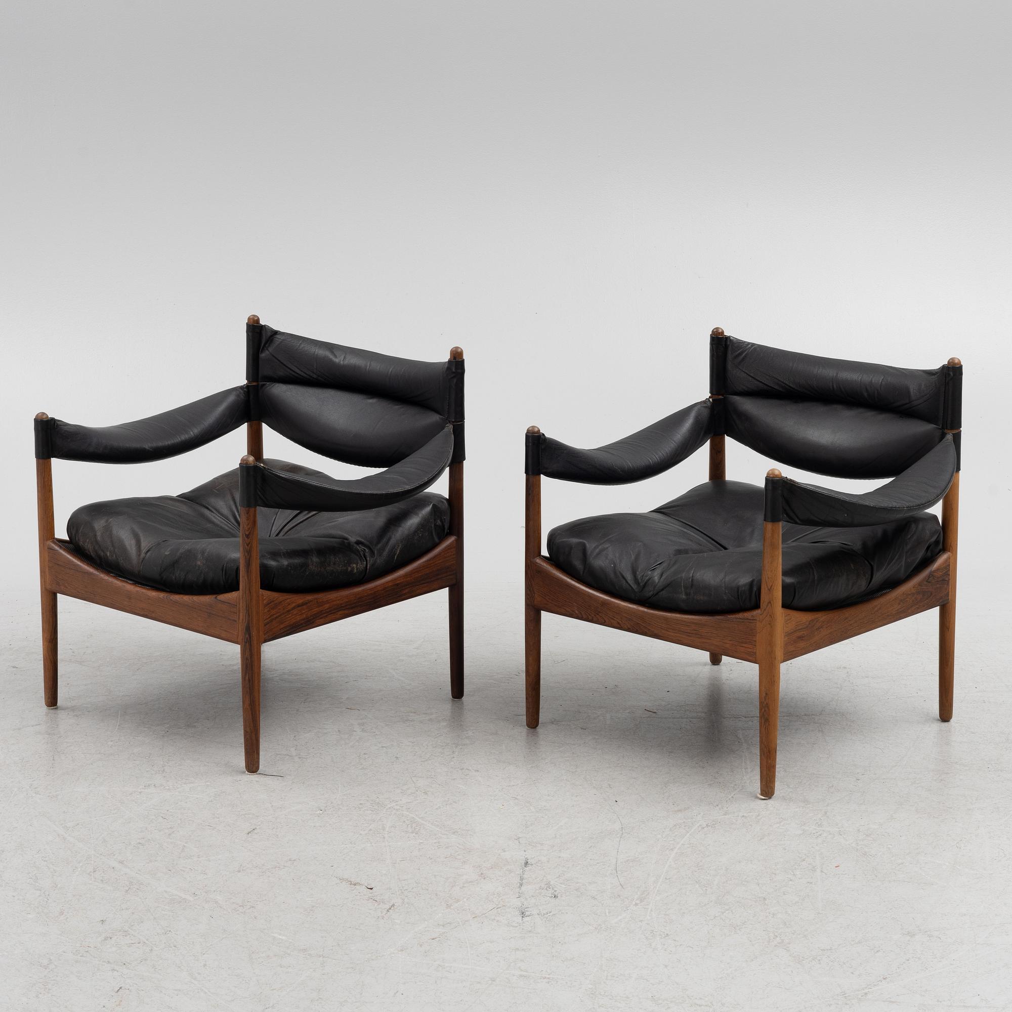Kristian Solmer Vedel, a pair of "Modus" armchairs and a low table, Søren Willadsen, 1960's.