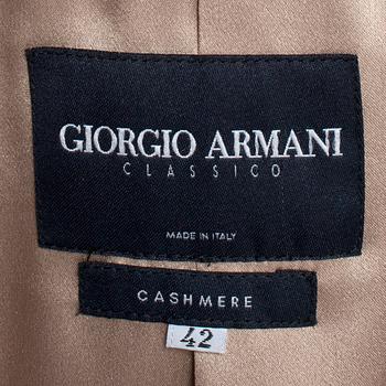 GIORGIO ARMANI, a beige cashmere coat.