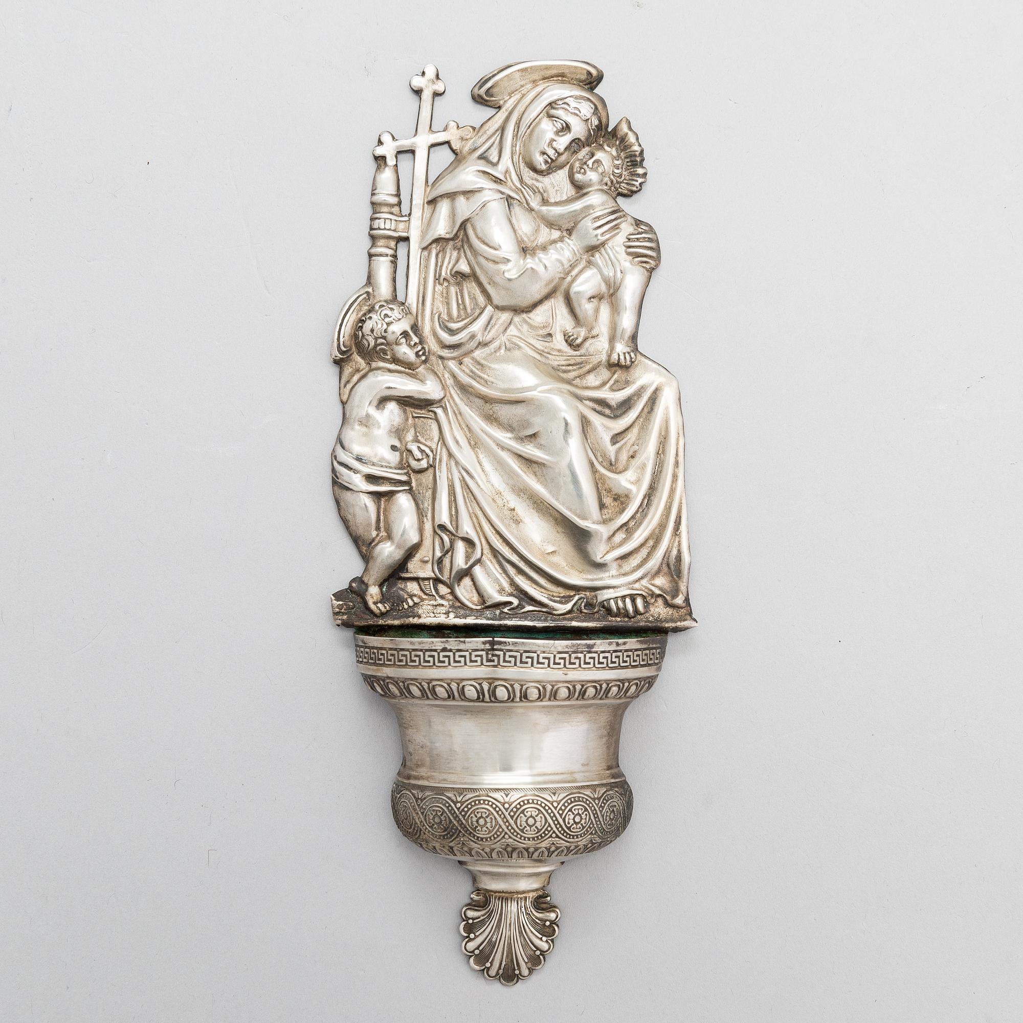 An early 19th century silver Venetian Holy Water bowl.