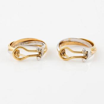 Cartier a pair of "Trinity" earrings 18K gold in three colours.