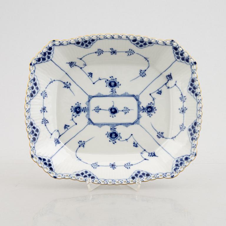 A 'Blue Fluted Full Lace'/'Musselmalet' porcelain dish, Royal Copenhagen, model 1143, 1974-78.