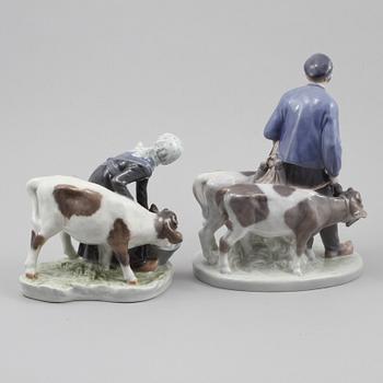 FIGURINER, 2 st, porslin, Christian Thomsen, Royal Copenhagen, 1900-tal.