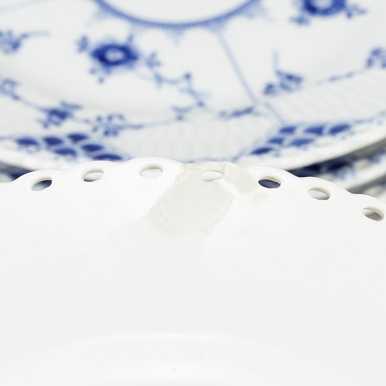 ROYAL COPENHAGEN, ten small porcelain plates 'Musselmalet Full Lace', Denmark.