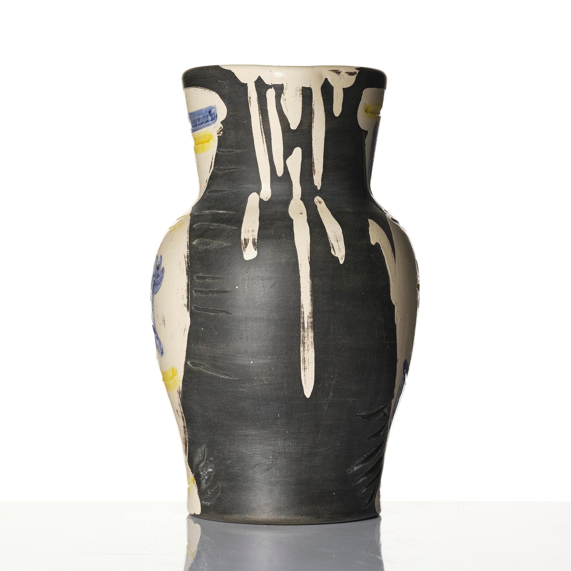 Pablo Picasso, a "Pichet au vase" (A.R. 226) faience pitcher, Madoura, Vallauris, France, post 1954.