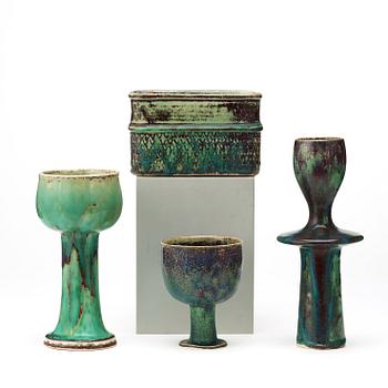 Stig Lindberg, a set of four stoneware vases, Gustavsberg studio 1971-72.