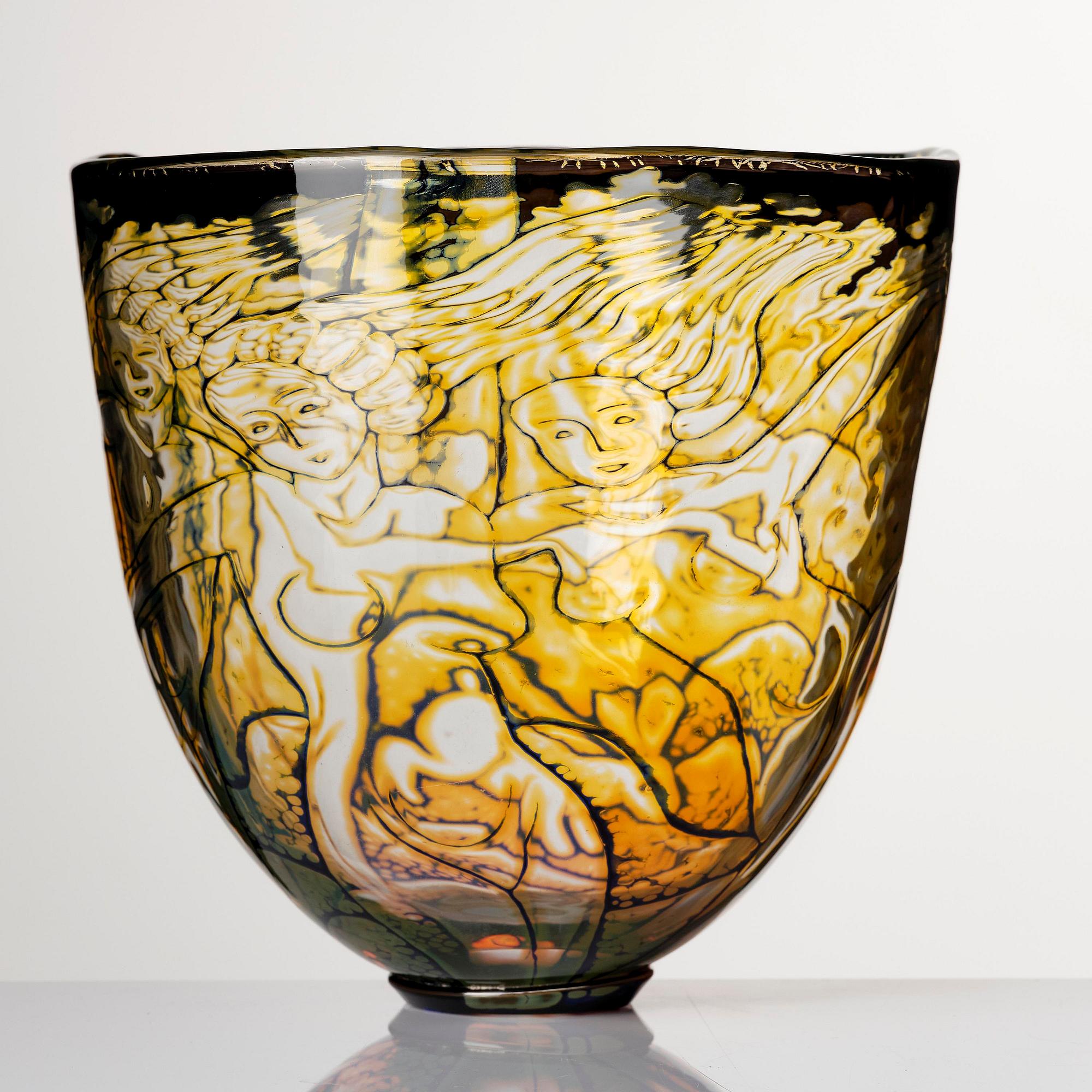 Eva Englund, a graal glass vase, Orrefors, Sweden 1980.