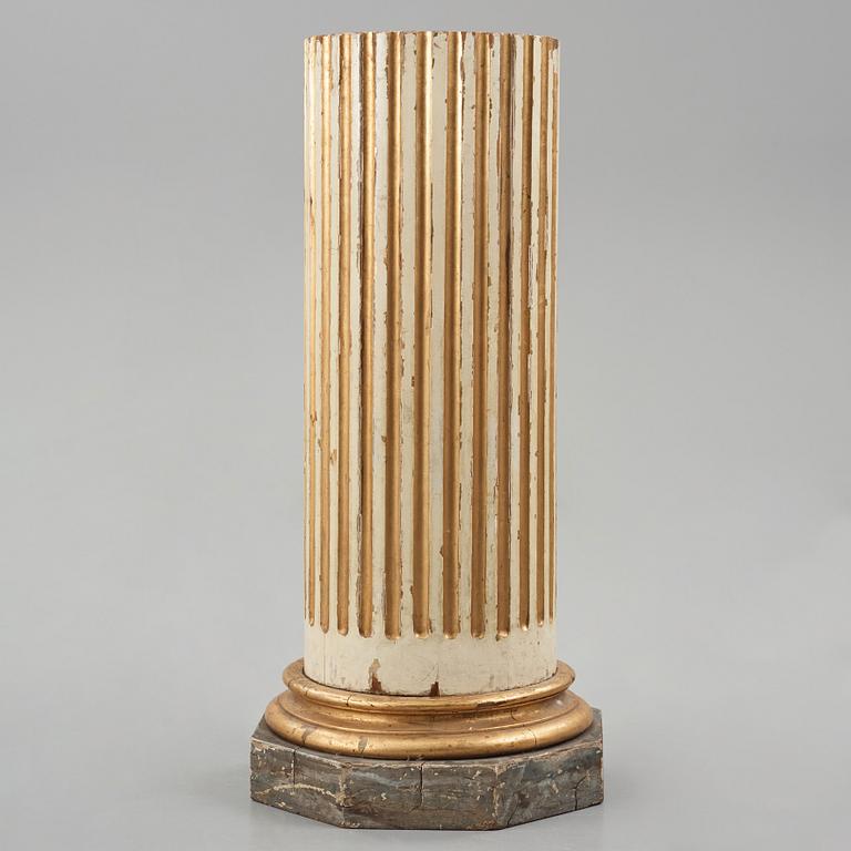 A Gustavian painted and giltwood column, late 18th century.