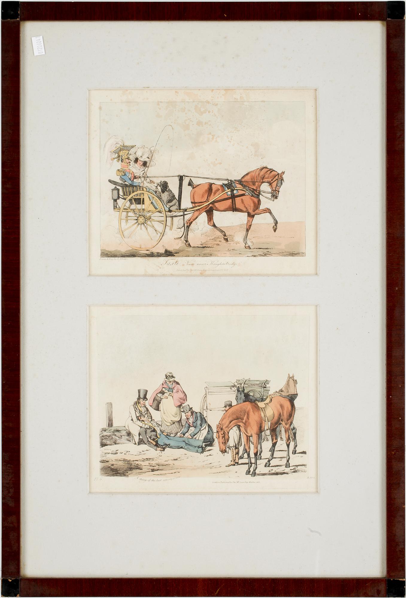 GRAVYRER, 6 st, handkolorerade, England 1800-tal.