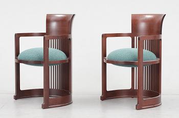 KARMSTOLAR, ett par, Frank Lloyd Wright, Cassina, 1980-tal.