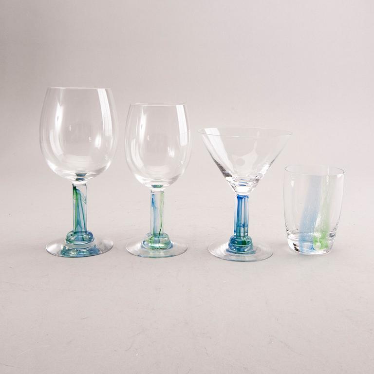 A Kjell Egman 29 pcs Nobis glass service Kosta Boda later part of the 20th century.