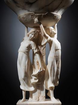 A R. Gremigni alabaster floor lamp, Italy, probably 1910-20's.