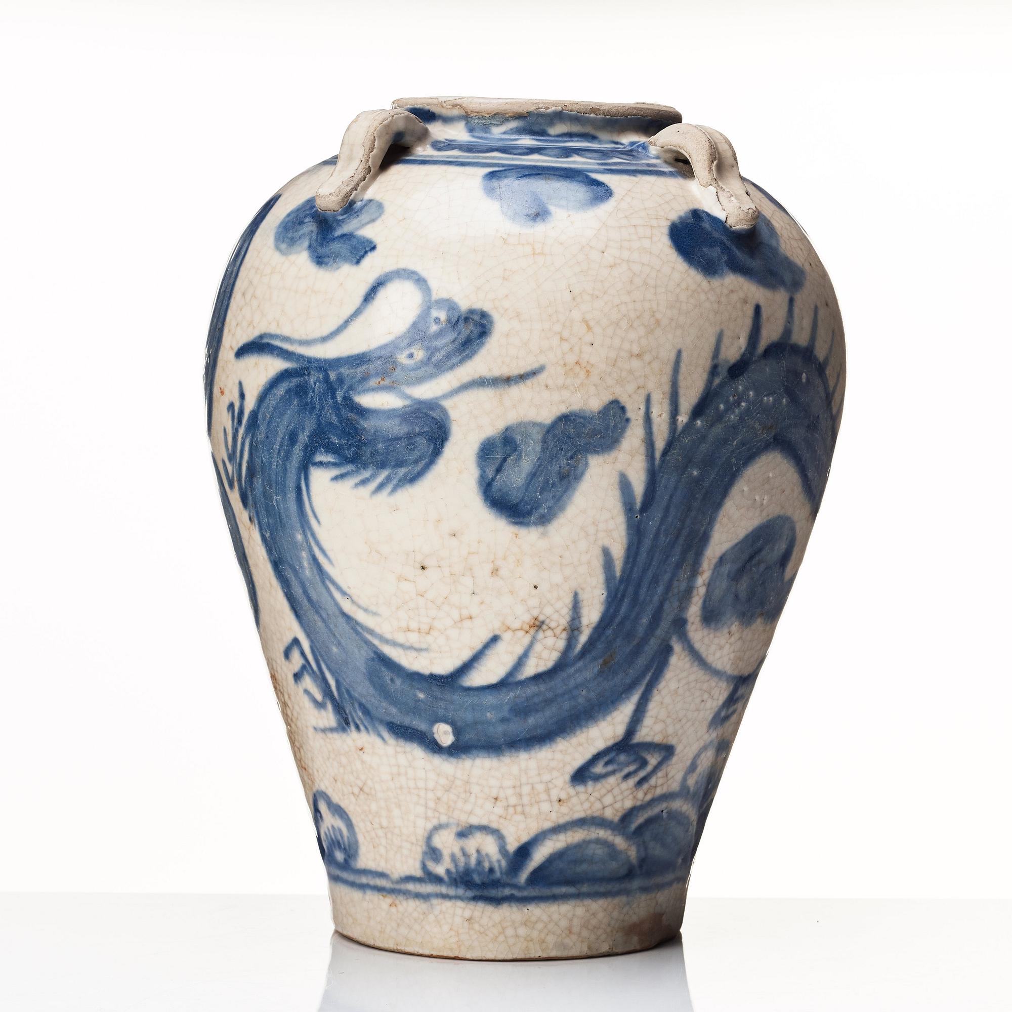 A blue and white jar, South East Asia, Vietnamn,  17th/18th Century.
