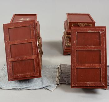 A pair of Chinese massive lacquered Buddhist lions, first half of the 20th Century.