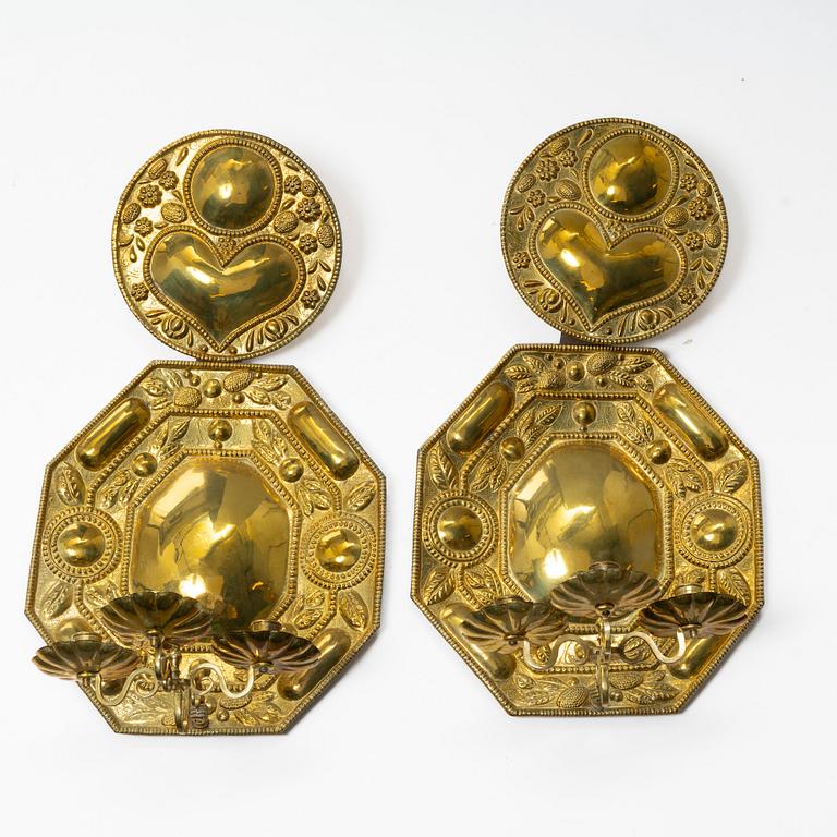 A pair of Baroque style sconces, C.Gullholm, Uppsala, Sweden, first half of the 20th century.