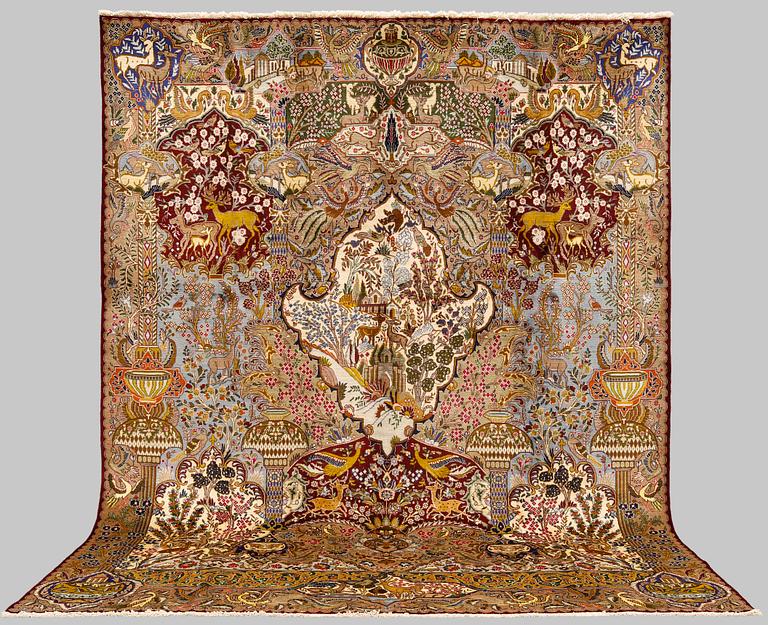A carpet, Figural kashmar, ca 375 x 298 cm.