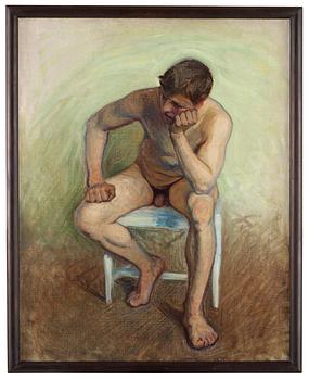 Eugène Jansson, Seated nude on white chair.