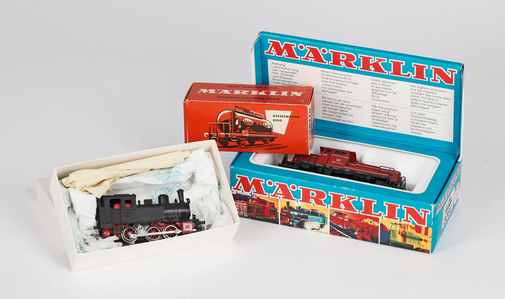 VAGN samt LOK, 2 st, Märklin, skala H0.