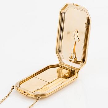 W.A. Bolin, aftonväska, "Minaudière", guld 18K och emalj, Stockholm 1920.