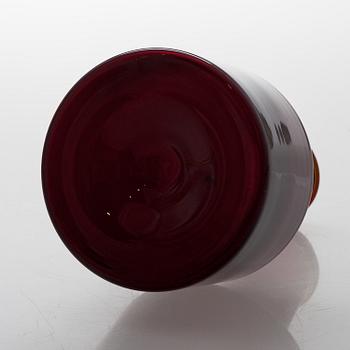 TAPIO WIRKKALA, A red glass bottle for Iittala, signed Tapio Wirkkala i 408.