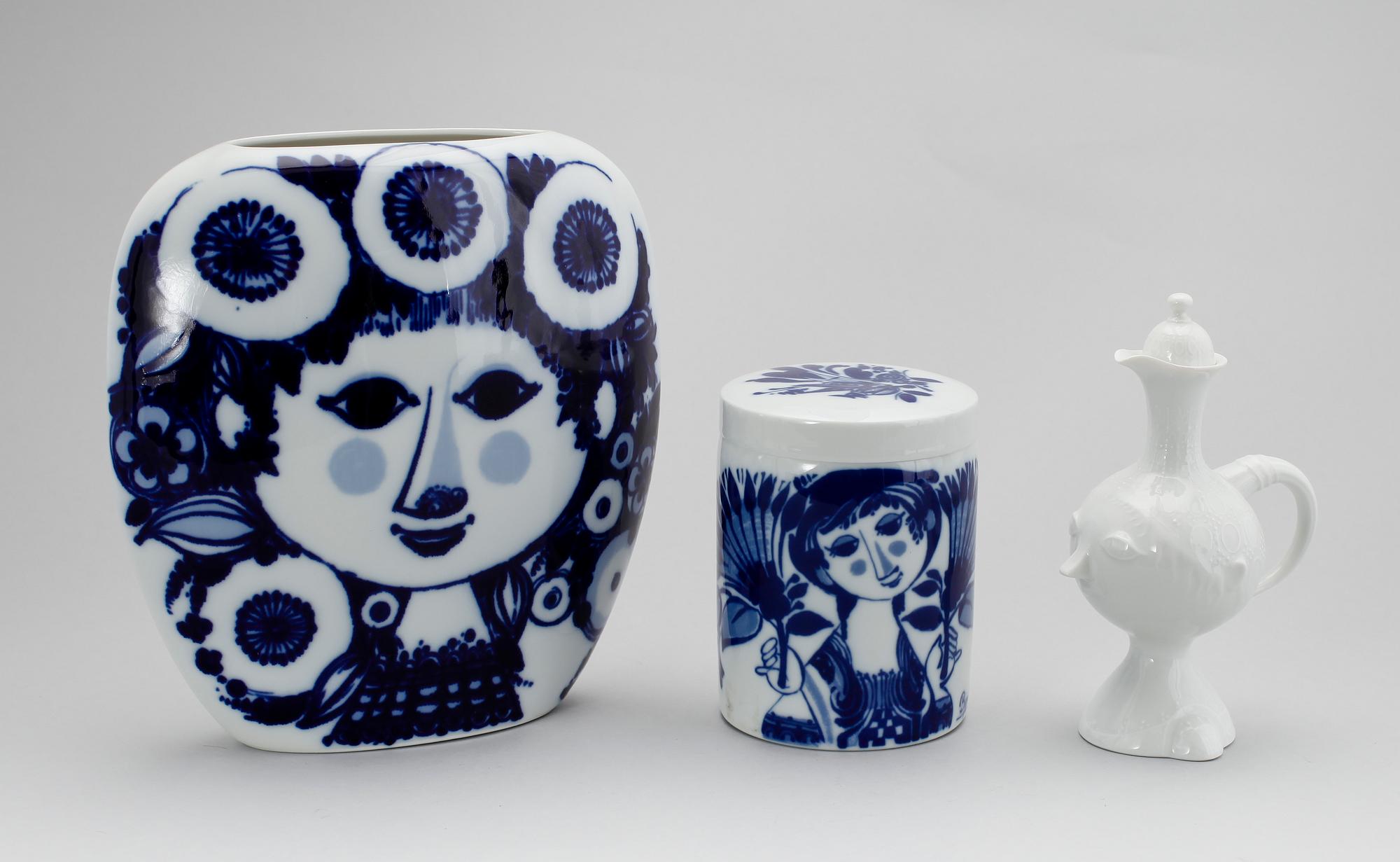 VAS, LOCKURNA SAMT KARAFF, porslin, Björn Wiinblad, Rosenthal.