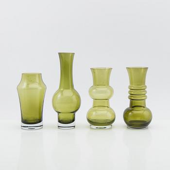 Tamara Aladin, vaser, 4 st, glas, Riihimäen Lasi, Finland, 1960/70-tal.