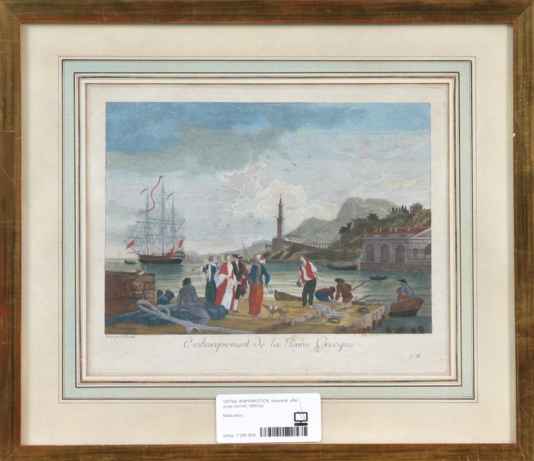 KOPPARSTICK, kolorerat, efter Jules Vernet, 1800-tal.