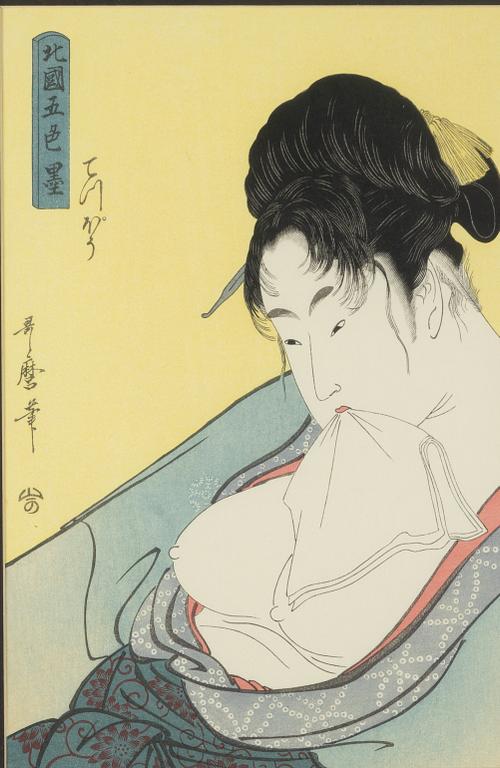 Kitagawa Utamaro, after, a colour wood block print, Japan.