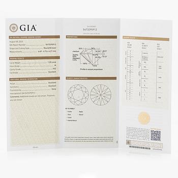 A pair of 18K gold earrings with round brilliant-cut diamonds.